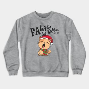 Cute Christmas Cat Singing Fa la la la Song Crewneck Sweatshirt